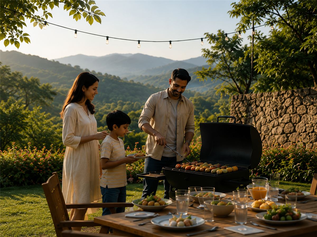 Family time and outdoor barbecue